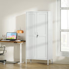 HOMCOM - Armoire de rangement en métal 69 po avec serrure - blanc-Les kits anti-basculement et les pieds réglables assurent sécurité et stabilité 