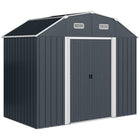 Outsunny 8' x 4' Galvanized Garden Shed with Adjustable Shelves & Foundation Kit-With adjustable shelves to accommodate items of different sizes
