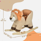 Qaba Baby Rocking Horse Lion with Sound - Brown-Features an easy-grip front handlebar, footrests, and seat belt for safety 