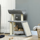 PawHut - Arbre à chat avec perchoir, poteaux à griffer en sisal, coussin, lit - balles suspendues-Les poteaux à griffer intégrés encouragent la gestion naturelle des griffes 