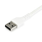 StarTech 6.6 ft. USB 2.0 to USB-C Cable, White-Extended strain relief tested to tolerate over 10000+ bend cycles at 180-degree angle