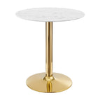 Modway Verne 28" Artificial Marble Dining Table - Gold White-Modern Dining Table