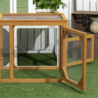 PawHut - Extension de poulailler en bois, cage à poules avec perchoirs, orange-Plusieurs portes à verrouillage sécurisé pour un accès facile 