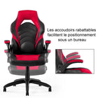 Emerge - Fauteuil de jeu en cuir reconstitué Vortex de la gamme - noir et rouge-Dossier et siège en cuir reconstitué avec coutures aux couleurs contrastantes