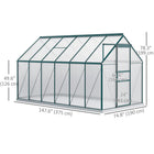 Outsunny 6' x 12' x 6.5' Polycarbonate Greenhouse - Green- UV protection polycarbonate panels shield plants from harsh sunlight
 