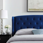 Modway Penelope Tufted Wingback Performance Velvet Queen Platform Bed - Navy-Performance Velvet Upholstery