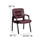 Flash Furniture Leather Executive Side Reception Chair with Black Metal Frame - Burgundy-Waterfall Seat Reduces Leg Strain