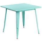Table carrée en métal de 31,5 po pour intérieur/extérieur, vert menthe (ET-CT002-1-MINT-GG)-Table de café en métal