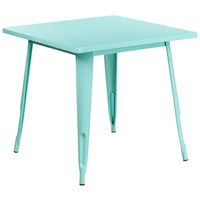 Table carrée en métal de 31,5 po pour intérieur/extérieur, vert menthe (ET-CT002-1-MINT-GG)-Table de café en métal