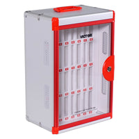 Victor - Casier pour téléphone portable en classe - 47 x 32 x 21 cm - Argenté/Rouge-Casier de rangement verrouillable permettant de ranger les téléphones portables des élèves pour favoriser la concentration