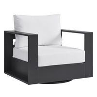 Modway - Tahoe Terrasse extérieure Aluminium revêtu en poudre Fauteuil pivotant - Gris/blanc-Fauteuil pivotant extérieur pour patio