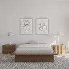 Nexera - Lit plateforme double Malibu en chêne brun -Tables de chevet fonctionnelles : Tables de chevet extra-larges pour plus de style et de commodité, servant de surfaces pour livres ou appareils