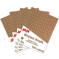 JAM Paper - Jam Sceaux autocollants ronds en papier kraft pour étiquettes - 3/4 po - brun - paquet de 4-Brun kraft