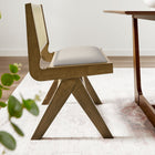 Modway Thera Vegan Leather and Cane Dining Side Chairs - Weathered Oak/Stone - 2 Pack-A-frame Legs