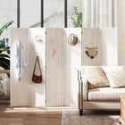 HOMCOM 6-Panel Freestanding Room Divider with Pegboard Panel for Indoor Bedroom Office - White-744 pegboard holes per panel, which allows for hanging small items 
