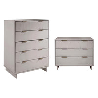 Manhattan Comfort Granville Modern Dresser and Chest Set - Light Grey-Modern-Contemporary with a taste of Glam Bedroom Dresser Set. Includes 1 Chest and 1 Standard Dresser.