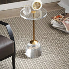 Plata Import Sarah Table d'appoint ronde en acrylique de 12 po de largeur - Dorée -Construction en acrylique transparent avec des lignes simples et épurées 