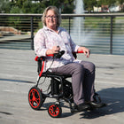 Journey Air Elite Lightweight Folding Power Chair - Red-Carbon fiber frame weighs only 26 lb without the battery for easier lifting and transport