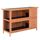 PawHut - Clapier à lapin 2 niveaux, maison pour lapin, en bois, enclos, cage, orange - 53,7 po L x 19,7 po l x 36,6 po H-Fabriqué en bois de sapin massif reconnu pour sa solidité et sa durabilité 
