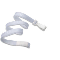 Beslayn Heavy Duty Flat Braid Breakaway Lanyard With No Twist Plastic ID Clip - White - 50 Pack-Metal-Free Design – Ideal for Security Checkpoints and MRI Facilities