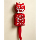 Kit-Cat Klock - Horloge murale classique chat aux yeux en forme de cœur - Rouge-Mouvement à quartz fonctionnant sur piles offrant un chronométrage fiable et précis pour une utilisation quotidienne