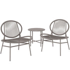Outsunny - ensemble bistrot de mobilier de patio en rotin 3 pièces - gris clair-Ensemble de patio compact comprenant deux chaises en forme de coquille et une table à plateau en acier pour les petits espaces 
