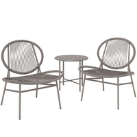 Outsunny - ensemble bistrot de mobilier de patio en rotin 3 pièces - gris clair-Ensemble de patio compact comprenant deux chaises en forme de coquille et une table à plateau en acier pour les petits espaces 
