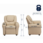 Flash Furniture – Fauteuil inclinable pour enfants en vinyle contemporain avec porte-gobelet et appuie-tête, beige-Appui-tête surdimensionné avec housse