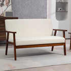 HOMCOM Loveseat Sofa with Rubber Wood Legs - Cream White-Two-seater design is roomy enough and compact