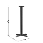 Flash Furniture – Pied de table de restaurant en fonte d’acier 22 x 22 po, base en X, colonne hauteur bar de 3 po de diam., noir-Configuration de la base en X