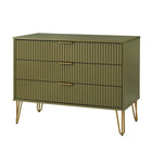 Manhattan Comfort - Dumbo table de chevet moderne 1 tiroir et commode 3 tiroirs - vert olive - ensemble de 2-Parfait pour le rangement de la chambre, les lampes ou les objets de décoration