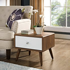 Modway Transmit Nightstand - Walnut White-Full-Extension Glide Drawer