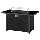 Outsunny Propane Fire Pit Table 43" Outdoor Fire Table-Classic PE rattan fire pit table, suitable for patio, deck, or backyard