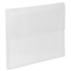 JAM Paper Plastic Portfolio with Two Button Snap Closure - 9 1/2" x 12 1/2" x 3/4" - Clear -Portfolio keeps papers secure and organized, is ideal for important presentations, easy to transport, and great for school or the office!