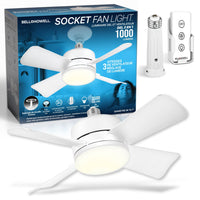 Bell+Howell 15.7 in. Socket Fan Warm Light with Remote - White-Super bright- up to 1000 Lumens of LED light