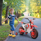 Aosom 12V Kids Electric Ride-On Dirt Bike - Red-Two smooth wheels and dual shock absorbing system 
