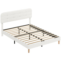HOMCOM Queen Size Adjustable Headboard Platform Bed Frame - White-Three height adjustable for comfy back support while reading or relaxing