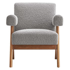 Modway Lyra Boucle Fabric Armchair - Light Grey - Set of 2-	Assembly Required