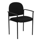 Flash Furniture Comfort Black Fabric Stackable Steel Side Reception Chair with Arms-Contemporary Style