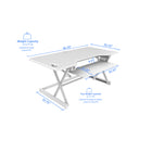 Rocelco 46" Deluxe Adjustable Height Desk Riser and Floor Stand Bundle - White/Black-QUICK, EASY AND STABLE HEIGHT ADJUSTMENT WITH EVR ENHANCED VERTICAL RANGE DESIGN: Sturdy metal frame with easy-grip side handle and gas piston assist, can raise and lower up to 45 pounds with continuous height adjustment from 34" up to 49" above the ground in order to optimize the ergonomic work position for people of most heights. Straight up and down motion minimizes required depth (23.25")