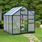Outsunny Polycarbonate Greenhouse - 6' x 6' x 6.6' - Green- Nurse seedlings, grow tropical, or extend the growing season into mild winters
 