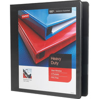 Staples Heavy-Duty View Binder with D-Rings - 1 1/2" - Black-One-Touch Rings open and close with ease
