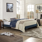 Modway Helen Fabric Queen Bed Frame with Round Splayed Legs - Azure-Upholstered in Polyester