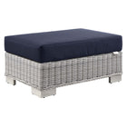 Modway - Conway Terrasse extérieure Rotin en osier Ottoman in Marine gris clair-Ottoman extérieur patio