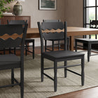 Modway Jax Oak Wood Dining Chair With Wavy Razor Back - Black-Non-Marking Foot Pads