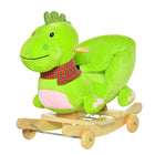 Qaba - Poussette dinosaure en peluche et cheval à bascule 2 en 1 pour tout-petits-Conception 2 en 1 : un jouet à enfourcher, une marchette coulissante et un chariot à pousser 