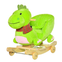 Qaba - Poussette dinosaure en peluche et cheval à bascule 2 en 1 pour tout-petits-Conception 2 en 1 : un jouet à enfourcher, une marchette coulissante et un chariot à pousser 
