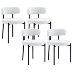 HOMCOM - Chaises de salle à manger avec pieds en acier pour cuisine - blanc crème - ensemble de 4-Emballé en lot de 4 pour le dîner, les conversations et plus encore 