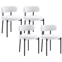HOMCOM - Chaises de salle à manger avec pieds en acier pour cuisine - blanc crème - ensemble de 4-Emballé en lot de 4 pour le dîner, les conversations et plus encore 
