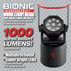 Bell + Howell Bionic Work Light 360 Pro Multidirectional - 1000 Lumens-Cordless and Rechargeable: The Bionic Work Light is cordless and rechargeable making it super easy to pack on the go. Each full charge can last up to 4 straight hours of use, so you don’t need to recharge often